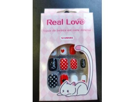 Kit com 12 Unhas Autocolantes Real Love